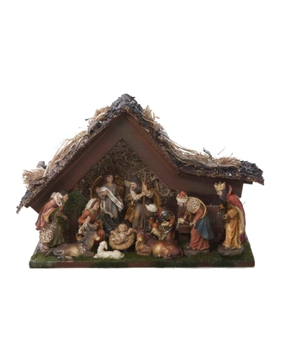Kurt Adler 9.5-inch Musical Led Nativity Set With Figures And Stable