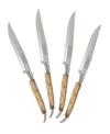 French Home Laguiole Connoisseur Olivewood Handle Steak Knives In Open Orange