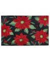 MARTHA STEWART COLLECTION POINSETTIA HOLIDAY HOOKED 20" X 30" ACCENT RUG, CREATED FOR MACY'S BEDDING