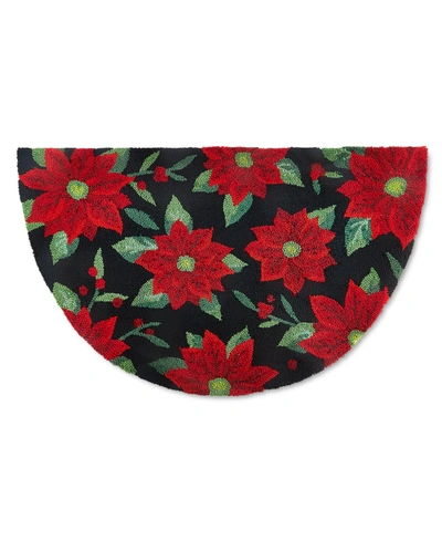 Martha Stewart Collection Poinsettia Hooked Holiday Slice Rug, 24" X 40", Created For Macy's Bedding In Ms Poinsetta H Rug X