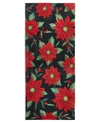 MARTHA STEWART COLLECTION POINSETTIA HOLIDAY HOOKED 22" X 52" RUNNER RUG, CREATED FOR MACY'S BEDDING