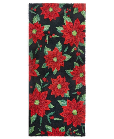Martha Stewart Collection Poinsettia Holiday Hooked 22" X 52" Runner Rug, Created For Macy's Bedding In Ms Poinsetta H Rug X