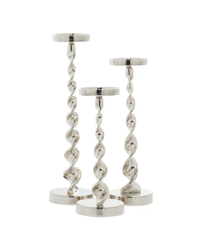 Rosemary Lane Candle Holder, Set Of 3 In Silver-tone