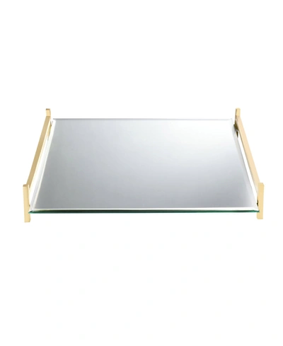 Classic Touch 11.75" Square Mirror Tray With Handles In Clear