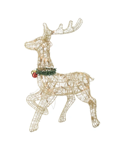 Northlight 25" Lighted Gold Sisal Prancing Reindeer Christmas Outdoor Decoration