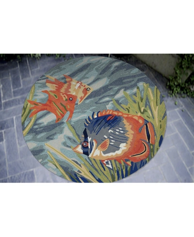 Liora Manne Ravella 2255 Tropical Fish Blue 5' Indoor/outdoor Round Area Rug