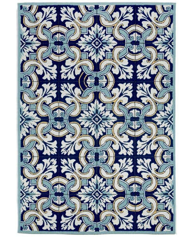 Liora Manne Ravella 2253 Floral Tile Blue 3'6" X 5'6" Indoor/outdoor Area Rug