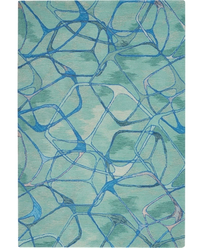 Nourison Symmetry Smm05 Aqua 3'9" X 5'9" Area Rug