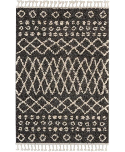 Nourison Closeout!  Home Moroccan Shag Mrs02 Charcoal 3'11" X 6'7" Area Rug
