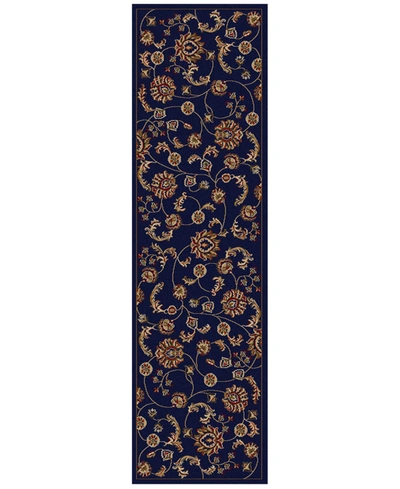 Km Home Closeout!  Pesaro Flores 2'2" X 7'7" Runner In Navy