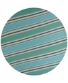 Kas Harbor Stripes 4230 Ocean 7'6" Indoor/outdoor Round Area Rug In Ocean