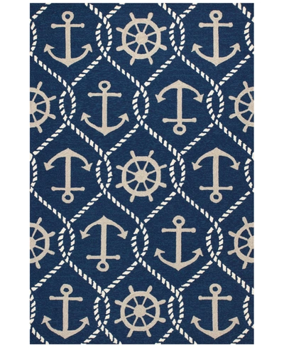 Kas Harbor Marina 4220 Navy 5' X 7'6" Indoor/outdoor Area Rug