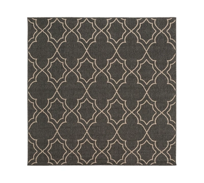 Surya Alfresco Alf-9590 Black 7'3" Square Area Rug, Indoor/outdoor