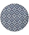 Kas Harbor Mosaic 7'6" Indoor/outdoor Round Area Rug In Ivory/blue