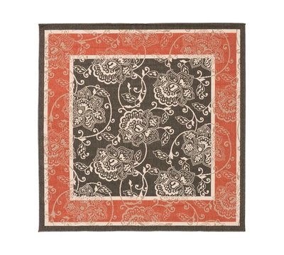 Surya Alfresco Alf-9592 Black 7'3" Square Area Rug, Indoor/outdoor