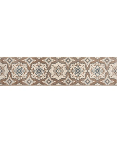 Global Rug Designs Haven Hav11 Taupe And Blue 1'9" X 7'2" Runner Rug In Taupe/blue