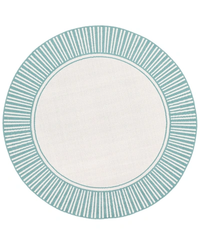 Surya Alfresco Alf-9680 Teal 5'3" Round Area Rug, Indoor/outdoor