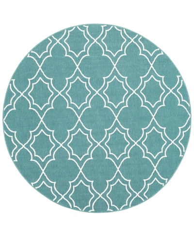 Surya Alfresco Alf-9653 Teal 5'3" Round Area Rug, Indoor/outdoor