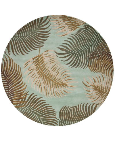 Kas Havana Fern View Round Area Rug, 7'6 X 7'6 In Aqua