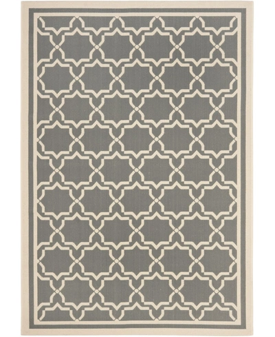 Safavieh Courtyard Cy6916 Anthracite And Beige 5'3" X 7'7" Outdoor Area Rug In Black