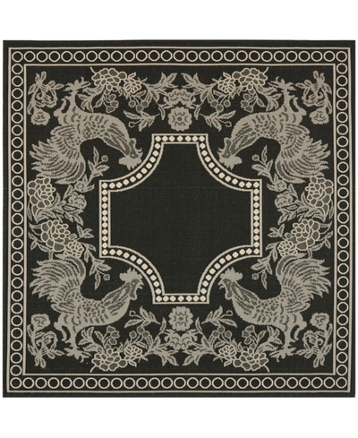 Safavieh Courtyard Cy3305 Black And Sand 6'7" X 6'7" Sisal Weave Square Outdoor Area Rug