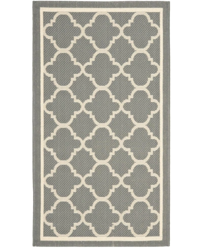Safavieh Courtyard Cy6918 Anthracite And Beige 2'7" X 5' Sisal Weave Outdoor Area Rug In Black