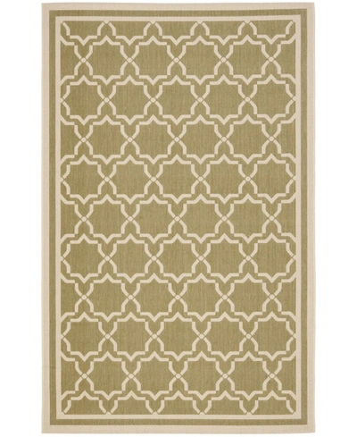 Safavieh Courtyard Cy6916 Green And Beige 7'10" X 7'10" Round Outdoor Area Rug