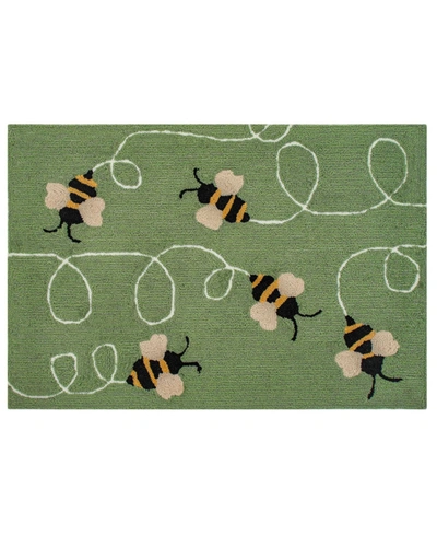 Liora Manne Frontporch Buzzy Bees Green 1'8" X 2'6" Outdoor Area Rug