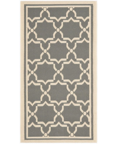 Safavieh Courtyard Cy6916 Anthracite And Beige 2'7" X 5' Outdoor Area Rug In Black