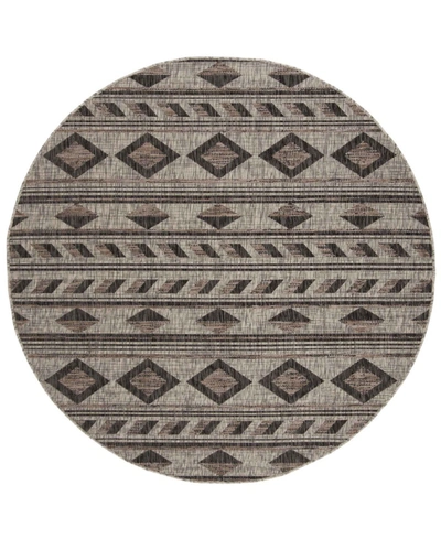 Safavieh Courtyard Cy8529 Gray And Black 6'7" X 6'7" Round Outdoor Area Rug