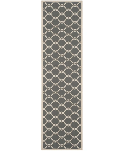 Safavieh Courtyard Cy6009 Anthracite And Beige 2'3" X 12' Sisal Weave Runner Outdoor Area Rug In Black