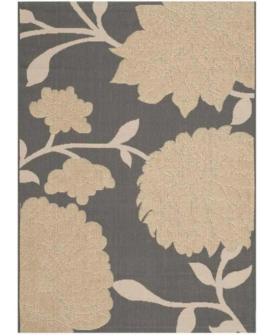 Safavieh Courtyard Cy7321 Anthracite And Beige 6'7" X 9'6" Sisal Weave Outdoor Area Rug In Black