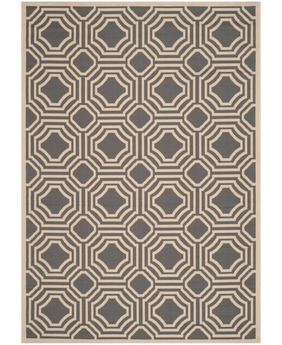 Safavieh Courtyard Cy6112 Anthracite And Beige 4' X 5'7" Outdoor Area Rug In Black