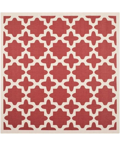 Safavieh Courtyard Cy6913 Red And Bone 4' X 4' Sisal Weave Square Outdoor Area Rug