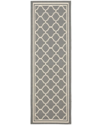 Safavieh Courtyard Cy6918 Anthracite And Beige 2'3" X 14' Sisal Weave Runner Outdoor Area Rug In Black