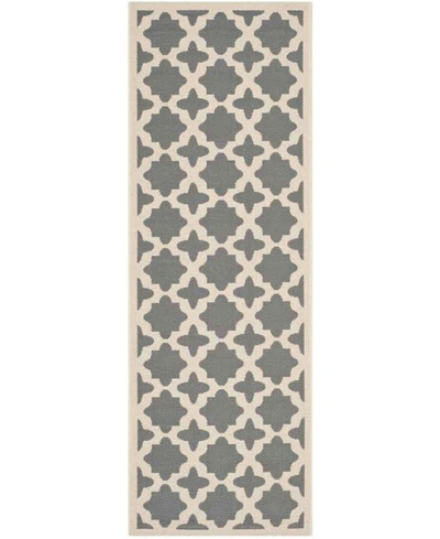 Safavieh Courtyard Cy6913 Anthracite And Beige 2'3" X 14' Sisal Weave Runner Outdoor Area Rug In Black