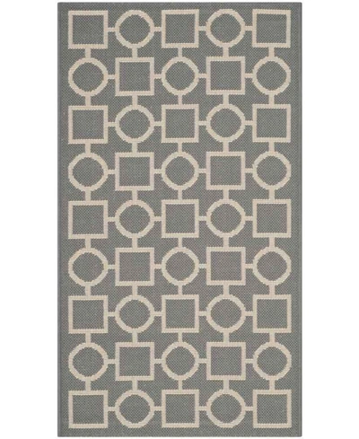 Safavieh Courtyard Cy6925 Anthracite And Beige 2' X 3'7" Sisal Weave Outdoor Area Rug In Black