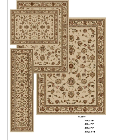 Km Home Area Rug Set, Florence Collection 4 Piece Set Isfahan In White