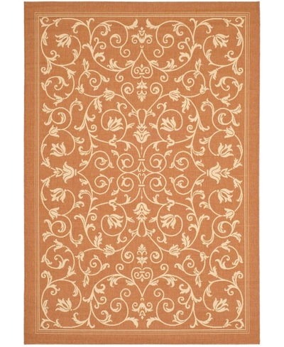 Safavieh Courtyard Cy2098 Terracotta And Natural 5'3" X 7'7" Outdoor Area Rug In Red