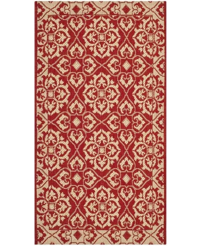 Safavieh Courtyard Cy6550 Red And Creme 5'3" X 7'7" Sisal Weave Outdoor Area Rug