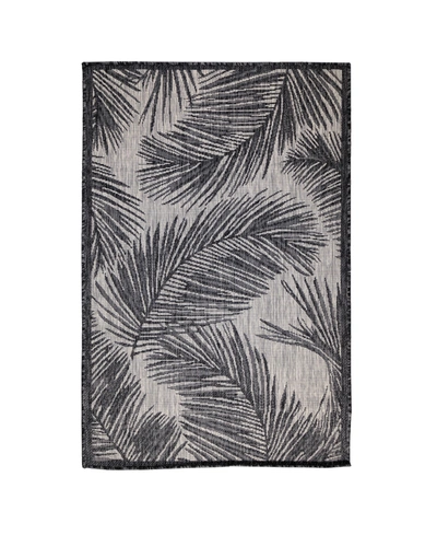 Liora Manne Carmel Fronds 3'3" X 4'11" Outdoor Area Rug In Black