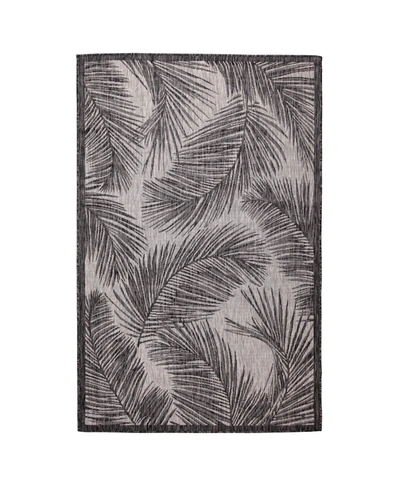 Liora Manne Carmel Fronds 6'6" X 9'4" Outdoor Area Rug In Black