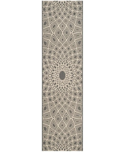 Safavieh Courtyard Cy6616 Anthracite And Beige 2'3" X 8' Sisal Weave Runner Outdoor Area Rug In Black