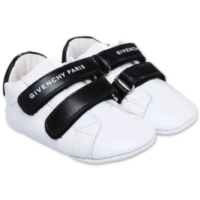 Givenchy Babies' Babbucce Bianche In Pelle Con Velcro In White