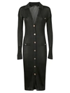 VERSACE RIBBED BUTTONED DRESS,1000918.1A00651 1B000 NERO