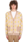 Drôle De Monsieur Geometric Button-down Cardigan In Beige