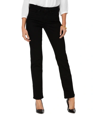 Nydj Marilyn Tummy-control Straight-leg Jeans In Black