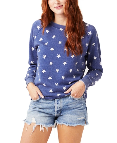 Alternative Apparel Lazy Day Printed Burnout French Terry Women's Pullover Sweatshirt In Navy Stars
