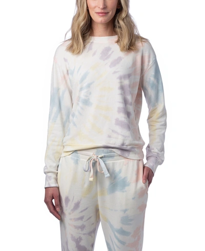 Alternative Apparel Women's Washed Terry Throwback Pullover T-shirt In Spectrum Spiral Tie Dye