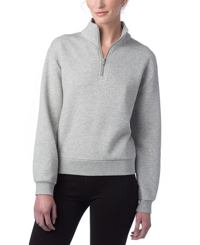 Alternative Apparel Women's Cozy Fleece Mock-neck Sweatshirt In Heather Gray